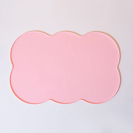 3-Piece Pink Silicone Placemat Set Cloud Shape Non-Slip Heat Resistant Kids Dining Mat