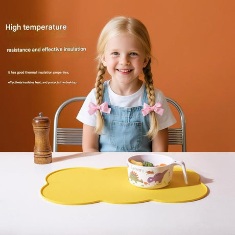 3-Piece Blue Silicone Placemat Set Cloud Shape Non-Slip Heat Resistant Kids Dining Mat