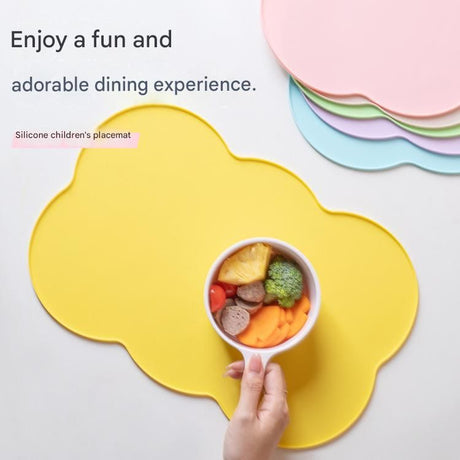3-Piece Grey Silicone Placemat Set Cloud Shape Non-Slip Heat Resistant Kids Dining Mat