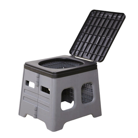 Grey Portable Folding Toilet Stool Outdoor Camping Car Emergency Portable Potty Chair