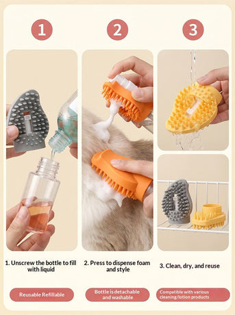 Grey Pet Shampoo Brush Silicone Foaming Massage Comb Dog Cat Bathing Grooming Tool