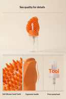 Orange Pet Shampoo Brush Silicone Foaming Massage Comb Dog Cat Bathing Grooming Tool
