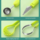 2-Piece Fruit Carving Tool Set Melon Baller Scoop Knife Stainless Steel(Yellow, blue and green)
