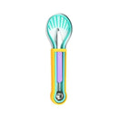2-Piece Fruit Carving Tool Set Melon Baller Scoop Knife Stainless Steel(Yellow, blue and purple)