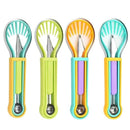 2-Piece Fruit Carving Tool Set Melon Baller Scoop Knife Stainless Steel(Yellow, blue and purple)