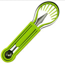 2-Piece Fruit Carving Tool Set Melon Baller Scoop Knife Stainless Steel(Green)