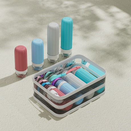 Silicone Travel Toiletry Bottles Set Leakproof Squeeze Containers with Case(02)