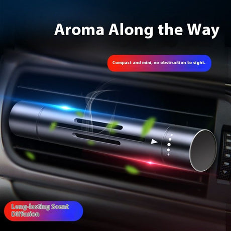 Black Mini Car Air Vent Perfume Freshener with 6 Scent Refills Aluminum Alloy Aromatherapy
