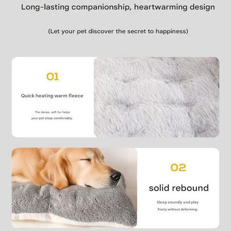 Grey Large Plush Dog Bed - Extra Thick Winter Warmth, Machine Washable & Non-Slip Pet Mat for Large Dogs (120cm)