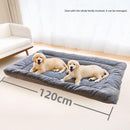 Grey Large Plush Dog Bed - Extra Thick Winter Warmth, Machine Washable & Non-Slip Pet Mat for Large Dogs (120cm)