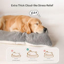 Grey Large Plush Dog Bed - Extra Thick Winter Warmth, Machine Washable & Non-Slip Pet Mat for Large Dogs (90cm)