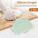 2-Pack Green Multipurpose Dough Scraper Cutter with TPE Soft Grip Handle, Dual Sided Scale & Serrated Edge - Pastry Bench Scraper for Baking, Pizza, Cake Decorating Kitchen Prep