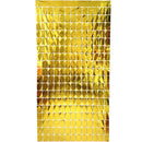 Gold 3D Shimmer Foil Fringe Square Cube Curtain (2 PCS) – 1m x 2m Self-Adhesive Metallic Backdrop for Birthdays, Weddings, and Party Wall Decor