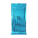Blue 3D Shimmer Foil Fringe Square Cube Curtain (2 PCS) – 1m x 2m Self-Adhesive Metallic Backdrop for Birthdays, Weddings, and Party Wall Decor