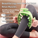Green Multifunctional Ring Massage Roller with Detachable Handles - Dual Row 11 Wheel Manual Massager for Full Body Muscle Relief, 180 Degree Flexible Adjustable Width