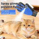Black Blue Pet Grooming Spray Glove with White Detachable Typec Mister - TPR Soft Deshedding & Massage Brush Glove for Cats and Dogs, Anti Static Spray to Reduce Flying Fur and Easy to Clean