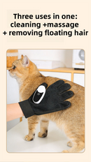 Black Blue Pet Grooming Spray Glove with White Detachable Typec Mister - TPR Soft Deshedding & Massage Brush Glove for Cats and Dogs, Anti Static Spray to Reduce Flying Fur and Easy to Clean