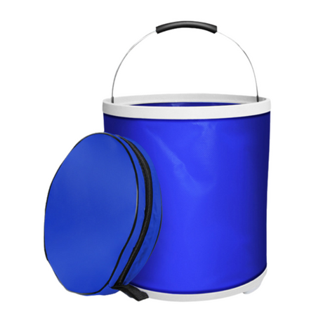 11L Foldable Oxford Fabric Car Wash Bucket with EVA Waterproof Lining & Zipper Carry Bag - Self Standing Structure, Portable Water Container for Car Cleaning and Outdoor Travel