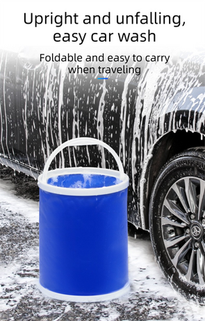 13L Foldable Oxford Fabric Car Wash Bucket with EVA Waterproof Lining & Zipper Carry Bag - Self Standing Structure, Portable Water Container for Car Cleaning and Outdoor Travel