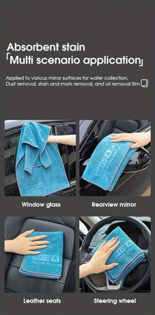 Blue Microfiber Car Cleaning Towel (43 x 43 CM) and 20L Foldable Self Standing Water Bucket (Include Zipper Bag) Combo Set - Super Absorbent and Scratch Free for Car Detailing Drying and Home Cleaning