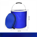 Blue Microfiber Car Cleaning Towel (60 x 160 CM) and 20L Foldable Self Standing Water Bucket (Include Zipper Bag) Combo Set - Super Absorbent and Scratch Free for Car Detailing Drying and Home Cleaning