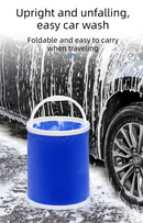 Blue Microfiber Car Cleaning Towel (60 x 160 CM) and 20L Foldable Self Standing Water Bucket (Include Zipper Bag) Combo Set - Super Absorbent and Scratch Free for Car Detailing Drying and Home Cleaning
