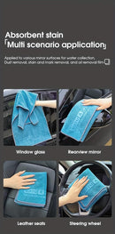 Blue Microfiber Car Cleaning Towel (60 x 180 CM) and 20L Foldable Self Standing Water Bucket (Include Zipper Bag) Combo Set - Super Absorbent and Scratch Free for Car Detailing Drying and Home Cleaning