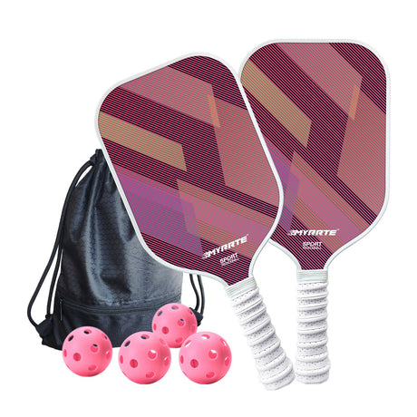 Fantasy Purple Striped Fiberglass Pickleball Paddle Set – 4 Balls & 2 Lightweight Shock-Absorbing Rackets  with Versatile Carry Bag for Outdoor Play