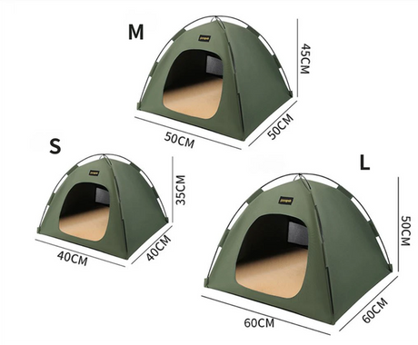Green All-Weather Portable Pet Tent with Dual-Sided Cushion & Insect-Proof Mesh – M Size 50 x 50 x 45 cm, Waterproof & Sun-Proof Outdoor Four Corner Dome Kennel for Dogs & Cats Travel Camping