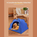 Khaki All-Weather Portable Pet Tent with Dual-Sided Cushion & Insect-Proof Mesh – M Size 50 x 50 x 45 cm, Waterproof & Sun-Proof Outdoor Four Corner Dome Kennel for Dogs & Cats Travel Camping