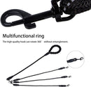 Black 3-in-1 No-Tangle Dog Leash for 1-3 Small Large Dogs – Heavy Duty 360° Swivel Bungee Coupler with Reflective Nylon Braid & Padded Handle