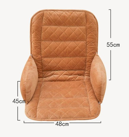 Dark Blue Premium Quilted Plush Integrated Seat Cushion & Backrest – Thickened Lumbar Support Pad with Detachable Armrests, Secure Buckle and Washable Cover for Office Chair Long Sitting