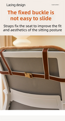 Khaki Premium Quilted Plush Integrated Seat Cushion & Backrest – Thickened Lumbar Support Pad with Detachable Armrests, Secure Buckle and Washable Cover for Office Chair Long Sitting