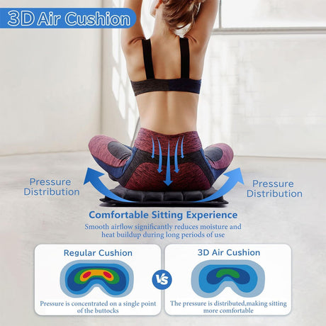 Graffiti Portable 3D Aircell Travel Inflatable Seat Cushion with Built-in Pump – 36 Airbags Ergonomic Pressure Relief Pad with Lycra Cover & Non-Slip Base for Office Car Flight Long Sitting