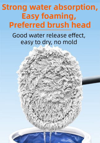 Professional Telescopic(55-120cm) Car Microfiber Wash Mop - 90° Rotating Detachable Brush Head, 15° Ergonomic Curved Rod & Handle - Durable Aluminum Alloy Chenille Brush for Car, Home and Window Cleaning