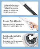 Professional Telescopic(55-120cm) Car Microfiber Wash Mop with 2 Brush Cover - 90° Rotating Detachable Brush Head, 15° Ergonomic Curved Rod & Handle - Durable Aluminum Alloy Chenille Brush for Car, Home and Window Cleaning