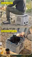Portable Travel Toilet with Integrated Dual Storage Wings & Odor-Proof Lid – Ergonomic Reusable Foldable Commode with 12.7cm Folding Height for Car Travel & Outdoor Use (Black Grey)