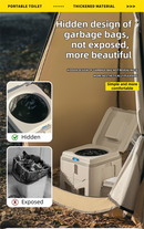 Portable Travel Toilet with Integrated Dual Storage Wings & Odor-Proof Lid – Ergonomic Reusable Foldable Commode with 12.7cm Folding Height for Car Travel & Outdoor Use (Black)
