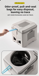 Portable Travel Toilet with Integrated Dual Storage Wings & Odor-Proof Lid – Ergonomic Reusable Foldable Commode with 12.7cm Folding Height for Car Travel & Outdoor Use (White)