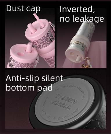 710ML Silver Luxury Gradient Textured Aurora Starry Night Insulated Travel Mug (Bow Pendant Gift Box) – 316 Stainless Steel Car Coffee Tumbler with Pop-Up Straw Dual Lid, Sinking Tea Infuser Ball and Cup Sleeve