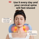 Blue Wireless Rechargeable Cervical & Lumbar Massager Pillow with 4 High/Low Massage Points, 42°C Constant Heat, 3 Speeds and Adjustable Strap – Multifunctional Shiatsu Back Massage Cushion for Neck Waist Shoulder Relief