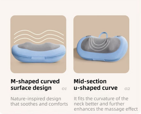 Grey Wireless Rechargeable Cervical & Lumbar Massager Pillow with 4 High/Low Massage Points, 42°C Constant Heat, 3 Speeds and Adjustable Strap – Multifunctional Shiatsu Back Massage Cushion for Neck Waist Shoulder Relief