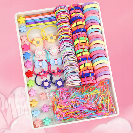 895-Piece Cute Hair Accessories Gift Set with Elastic Rubber Bands & Hair Clips Organizer Box - Perfect Gift for Girls
