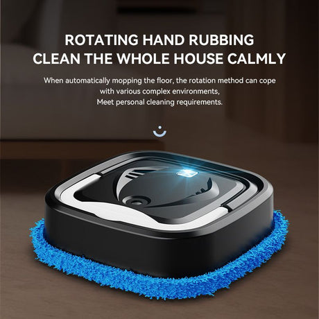 Black P6 Smart Robotic Mop and Floor Cleaner for Full Home Cleansing – High Power, Wet & Dry Dual Use, Obstacle Sensing, Spray Humidifier, 2.5H USB Rechargeable Long Battery Life and 8cm Low-Profile Body, Large 25X 25CM Advanced Mopping Pad (EOFY Promotio