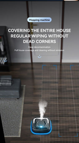 White P6 Smart Robotic Mop and Floor Cleaner for Full Home Cleansing – High Power, Wet & Dry Dual Use, Obstacle Sensing, Spray Humidifier, 2.5H USB Rechargeable Long Battery Life and 8cm Low-Profile Body, Large 25X 25CM Advanced Mopping Pad (EOFY Promotio