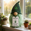 Emotional Support Weed Gnome Crocheted Doll – Handmade Knitted Plush Table Desktop Figurine with Beanie & Motivational Tag, Novelty Birthday Party Gift