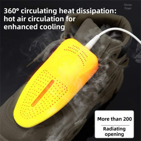1 Pairs Light Grey Portable USB Shoe Dryer – Intelligent Constant Temp Boot Warmer Built-In Violet Light for Deodorising & 360° All-Round Cyclic Thermal Drying