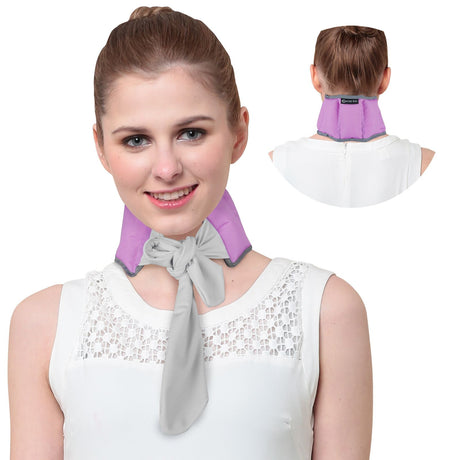 Purple and Grey Reusable Evaporative Physical Cooling Scarf – Long Ice Neck Wrap Bandana with Hydrogel Crystals for Outdoor Sports, Fitness & Heatwave Alleviation