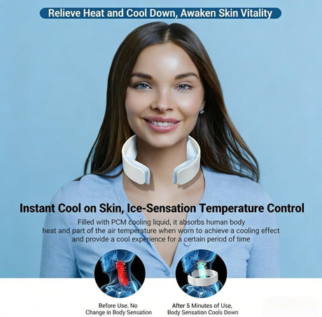 Blue Reusable Neck Cooling Ring – 360° Omnidirectional Wearable Ice Collar for Summer Heat Relief, Battery-Free Ergonomic Cooling Tube for Outdoor Sports Fitness