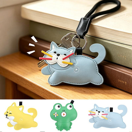 Blue Cat Squeeze Meow Sounding Keychain Pendant – Eco-Friendly Leather Cat and Dog Bag Charm for Stress Relief, Backpack Decor, and Gift Giving